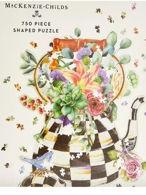Brand New Mackenzie-Childs Teapot 750 Piece Puzzle Box